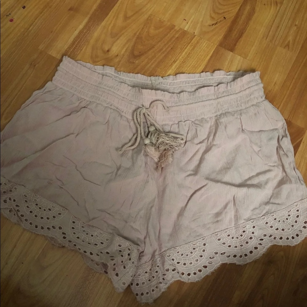 Light pink eyelet shorts